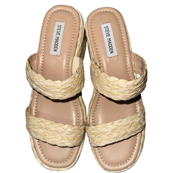 Women’s 9.5 Color Raffia Steve Madden Manifest Esapdrille Platform Sandals Shoes - Picture 8 of 8